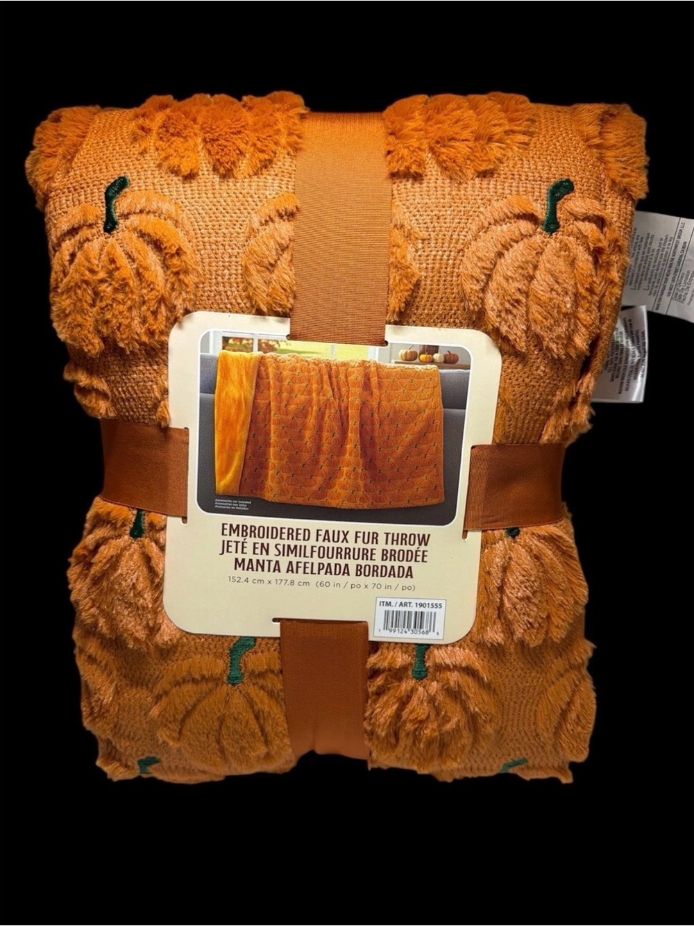 Northwest Orange Pumpkin Motif Faux Fur Throw
